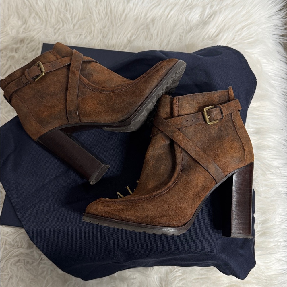 Ralph Lauren Purple Label Brown Suede Ankle Boots - Picture 7 of 11
